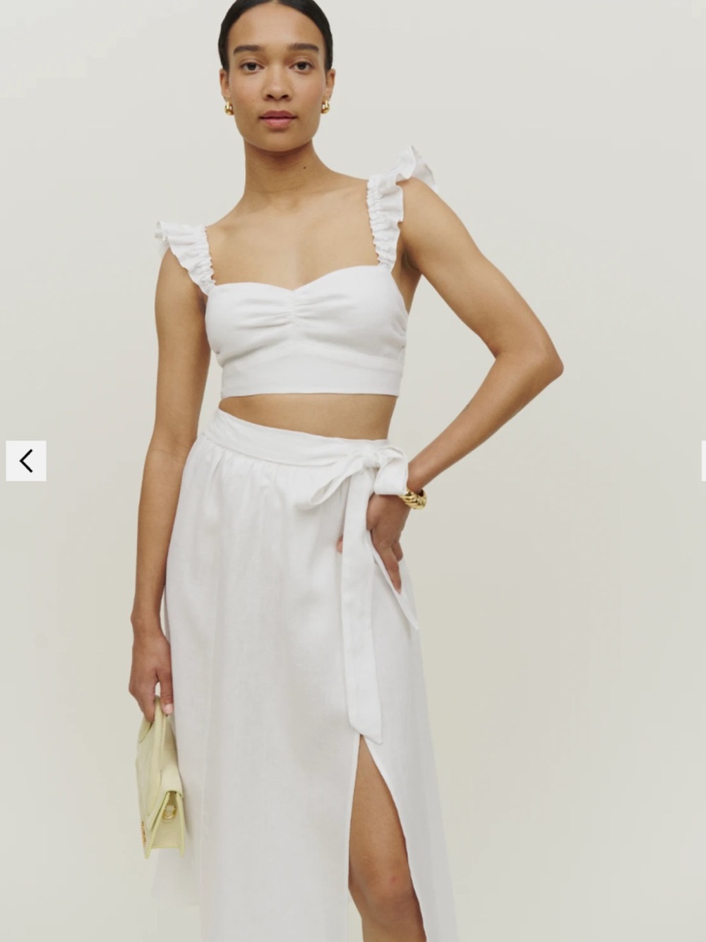 Reformation Pam Linen Two Piece Set in White